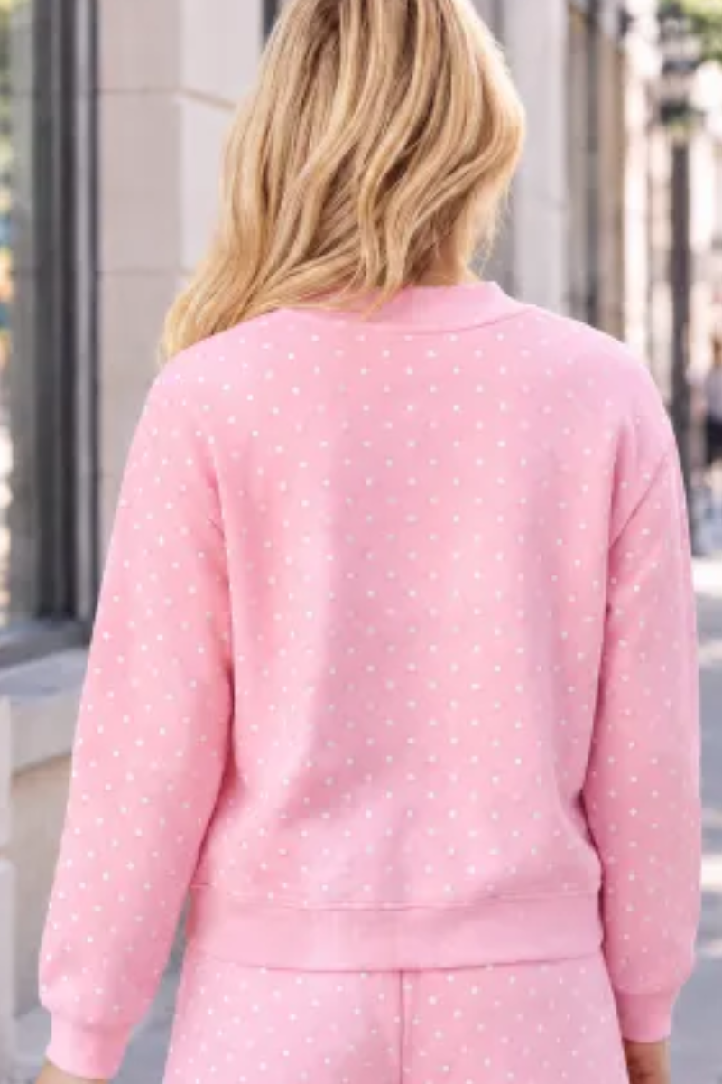 Unisex Fall Cozy Fleece Polka Dot Mockneck Sweatshirt