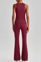 Women's Brushed Tank Top & Flared Yoga Pants 2PCS Set
