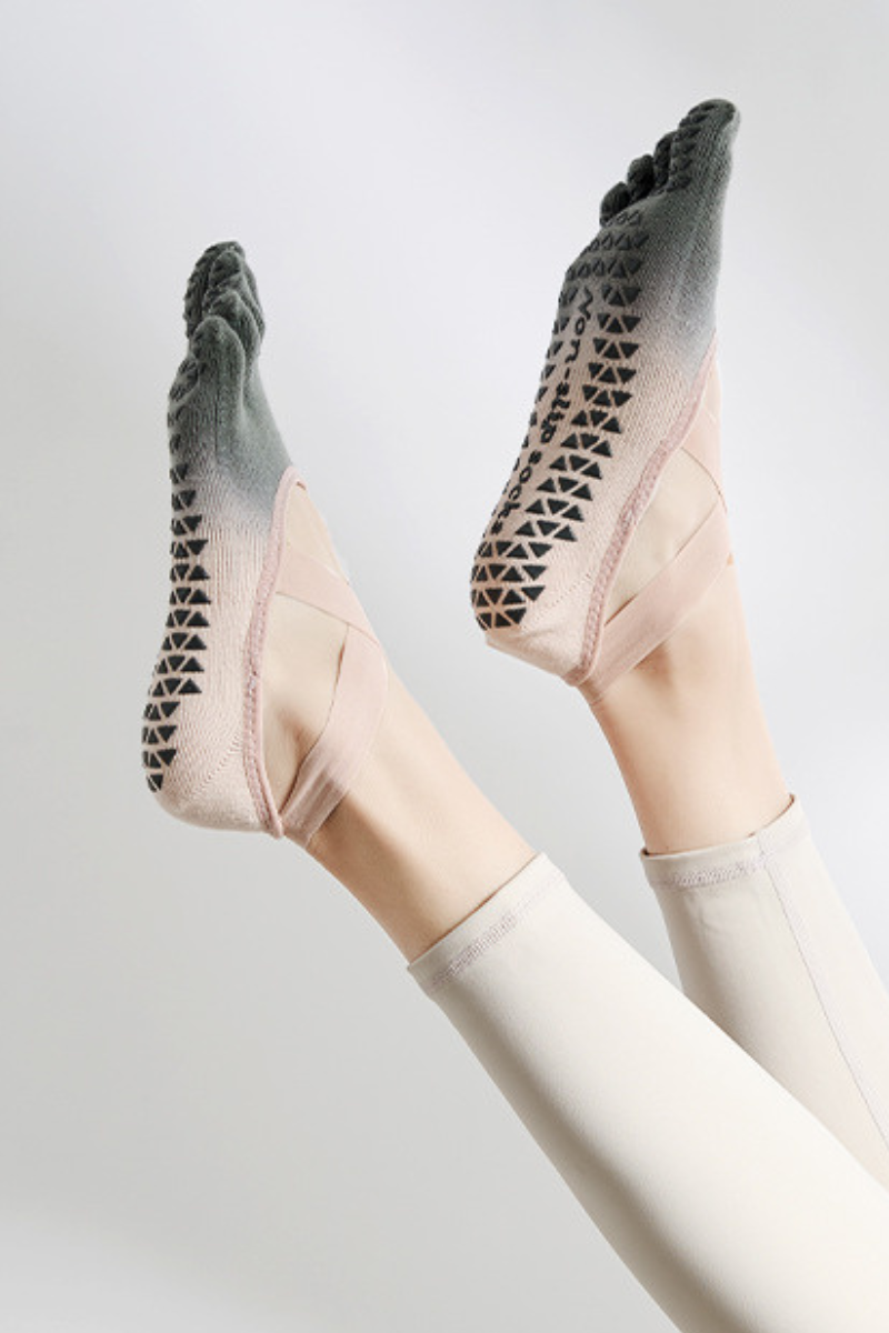Women's Ombre Gradient Strappy Yoga Grip Five-Toe Socks