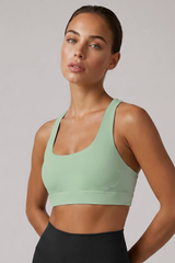 Women's Wide Strap U-neck Crisscross Back Sports Bra