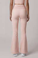 Women's Athletic High Rise Pleated Slim Fit Flared Pants