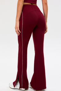 Women's Color-Block Strap Side Slit Yoga Flared Pants