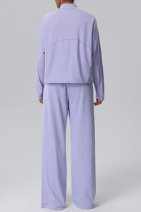 Women's Fall Half-Zip Mock Neck Top And Wide-Leg Casual Pant