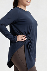 Plus Size Women's Fall Side Twist Asymmetrical Quick Dry Top