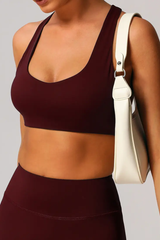 Women Solid Mid-Support I-Back Training Yoga Sport Bra