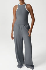 Sleeveless Trim Transport Top + Drawstring Sweatpants 2-Piece Set