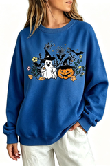 Women's Fall Halloween Witch Ghost Floral Horror Sweatshirt