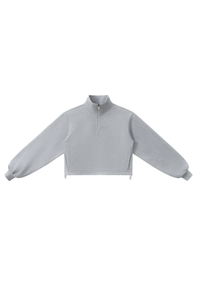 Women's Half Zip Stand Collar Cropped Drawstring Sweatshirt