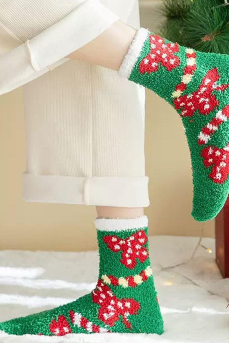 Women's Christmas Gift Fuzzy Plush Soft Mid‑Calf Socks