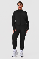 Plus Size Women's Yoga Two-Piece Set: Jacket & Side Color-Block Leggings