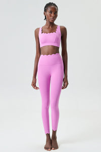 Women Wave Liquid Seamless High Stretch Midweight Yoga Set - Removable Cup Bra & Contoured Tights