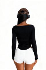 Women's Long Sleeve Boat Neck Yoga Top