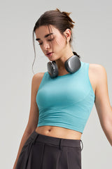 Women Fixed-Cup Quick-Dry Ribbed Workout Sports Bra