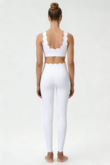 Women's Scalloped Edge Sets:Sports Bra &  High-Waist Legging