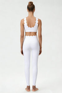 Women's Scalloped Edge Sets:Sports Bra &  High-Waist Legging