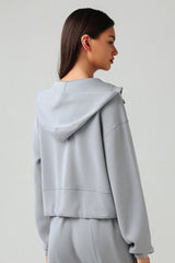 Women'S Loose Hooded Zipper Jacket