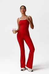 Women High-Waisted Bootcut Butt-Lifting Yoga Set: Vest + Flared Pants
