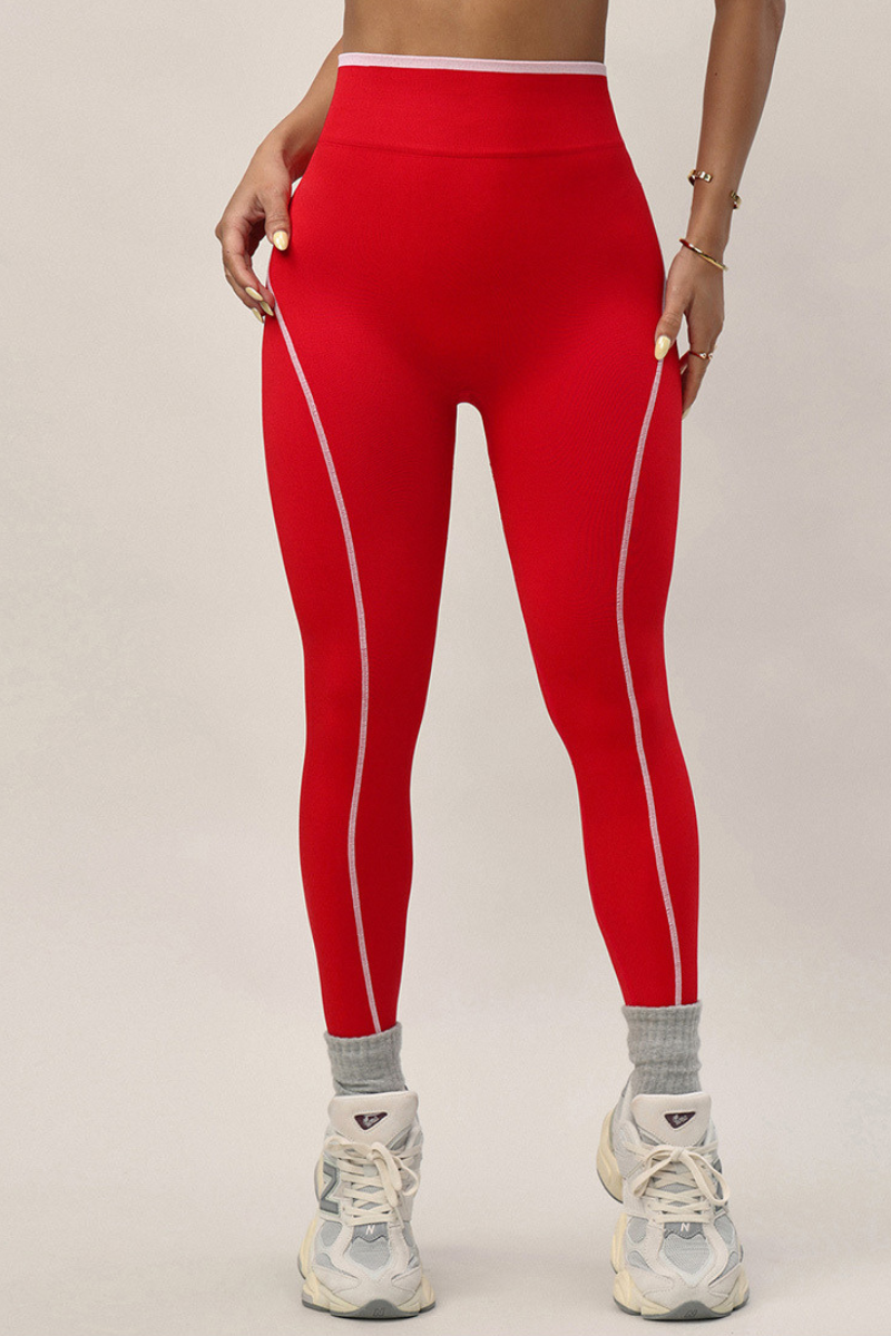Women's Striped Color-Block No Front Seam Yoga Leggings