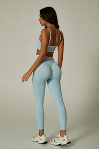 Women's Seamless Set:V-neck Bra And High Waist Leggings