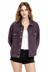 Women's Fall 100% Cotton Oversized Washed Denim Jacket