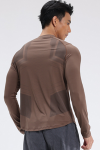 Men's Quick Dry Back Print Athletic Long Sleeve T-shirt
