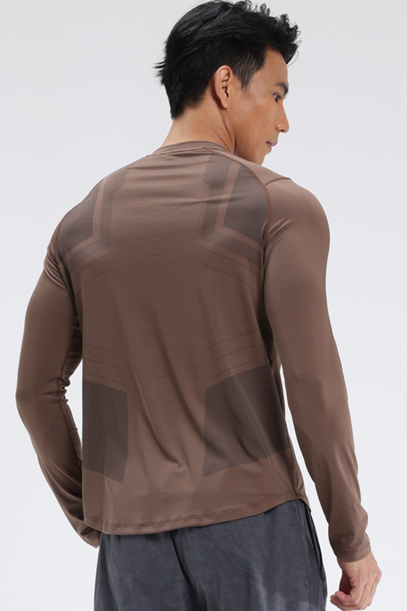 Men's Quick Dry Back Print Athletic Long Sleeve T-shirt