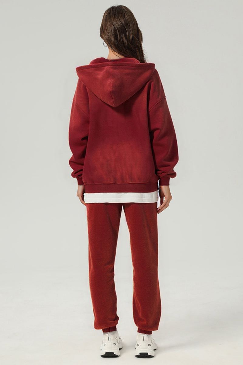 Unisex Fleece Zip-Up Hoodie Set: Pullover + Sweatpants
