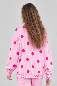 Women's Fall Color Block Polka Dot Mockneck Sweatshirt