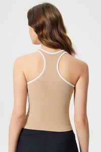 Women Sleeveless With Chest Pad Shock Slim Thin Yoga Fitness Exercise Tank Tops