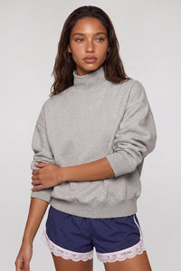 Women's Fall Solid Fleece Loose Mock Neck Sweatshirt