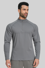 Men's Brushed Collar Semi-Zip Casual Sports Long Sleeve T-shirt
