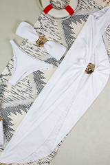 Women's Sexy Metal Button High Slit Cover-up Set - 3pcs