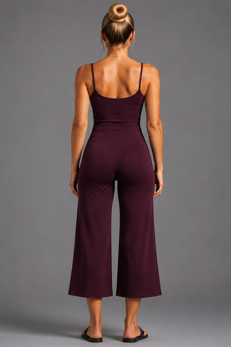 Women'sThin Strap Tank Top And Wide-Leg Capri Pants Sets