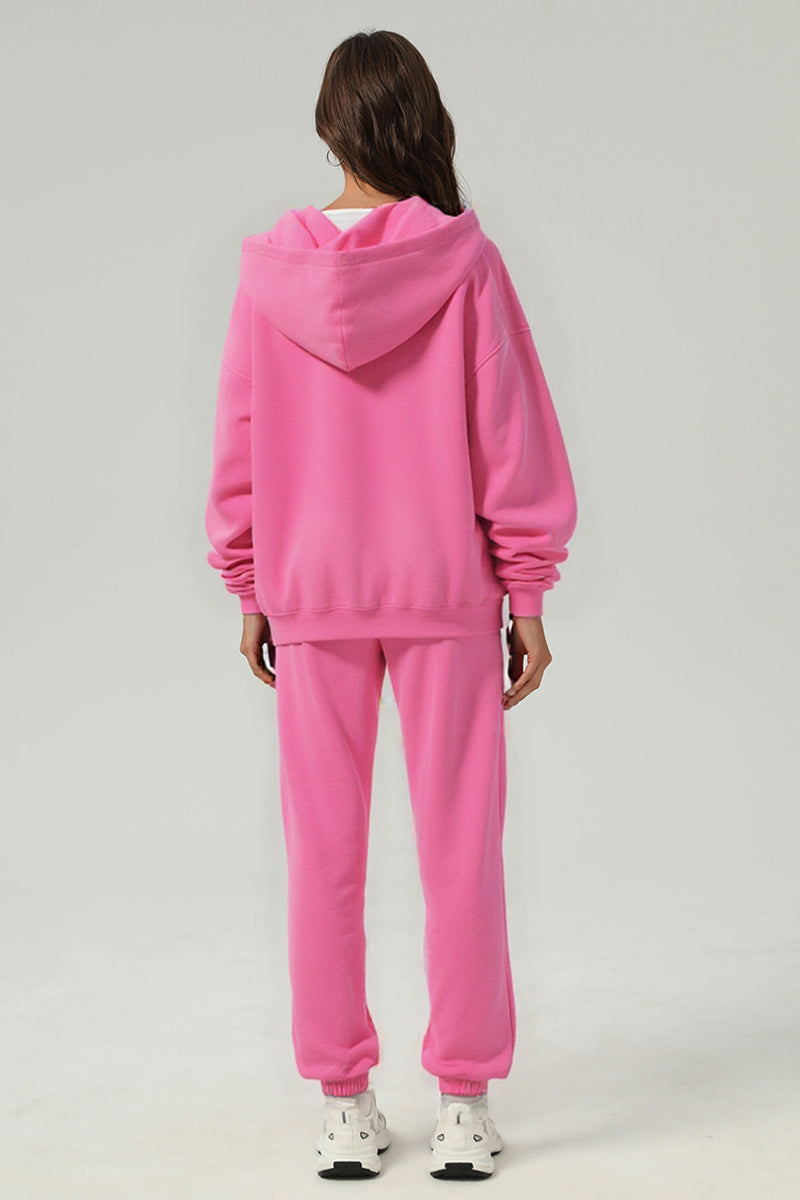 Unisex Fleece Zip-Up Hoodie Set: Pullover + Sweatpants