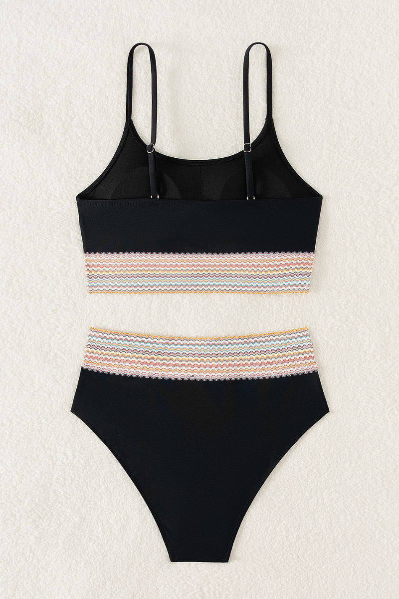 Women's U-Neck Webbing High Waist Sexy Bikini Set