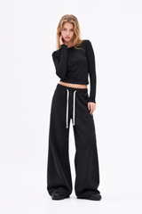 Women's Fall Drawstring Waist Wide Leg Jeans