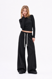 Women's Fall Drawstring Waist Wide Leg Jeans