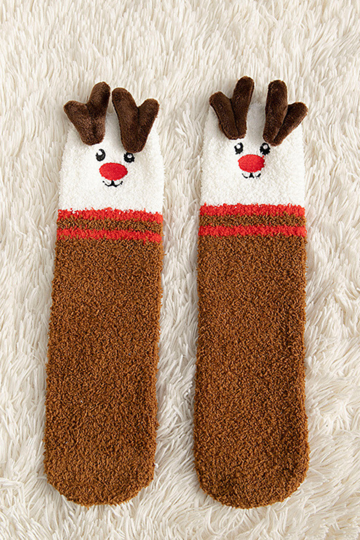 Women Christmas Coral Fleece Socks With Antler Santa Snowman