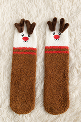 Women Christmas Coral Fleece Socks With Antler Santa Snowman