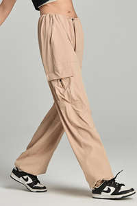 Women's Drawstring Waist Multi-Pocket Cargo Wide Leg Pants