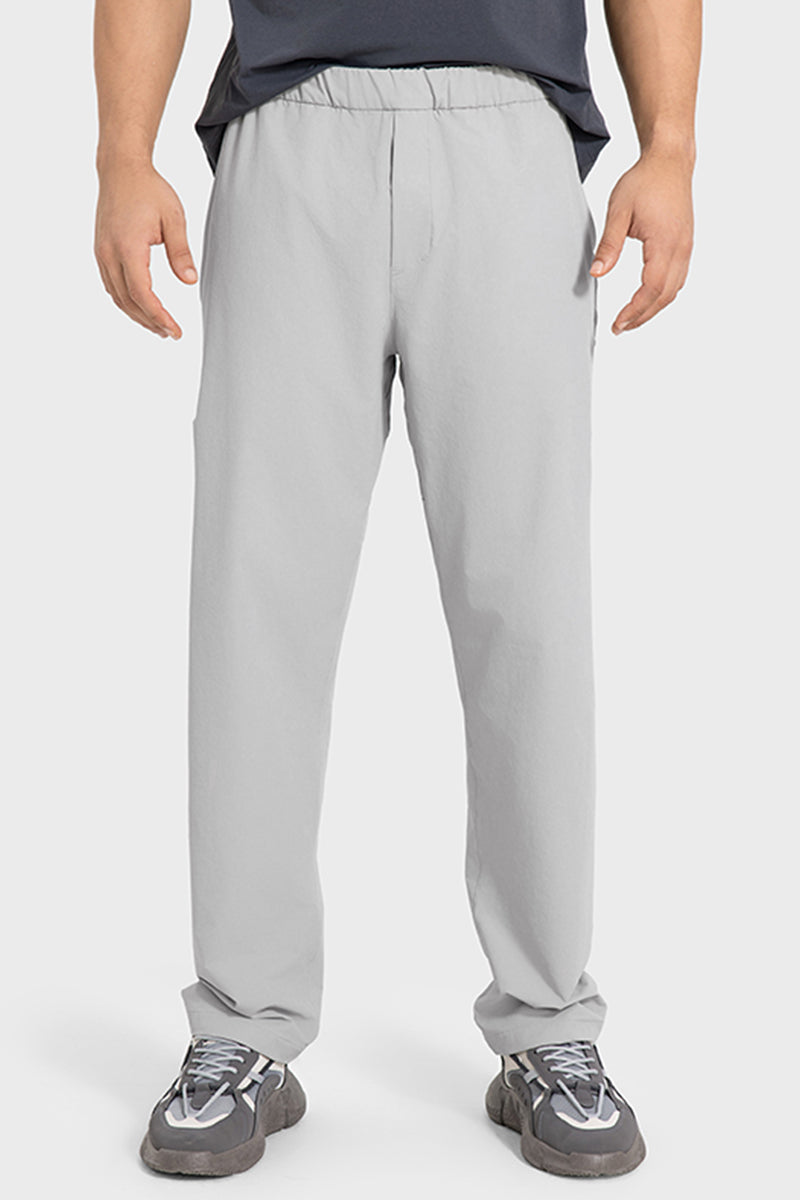 Men Loose Lightweight Quick-Dry Breathable High-Elastic Draped Straight-Leg Workout Sweatpants