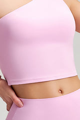 Women Single Shoulder Quick Dry Waist Shaping Yoga Set: Short Sleeve Bra + Shorts