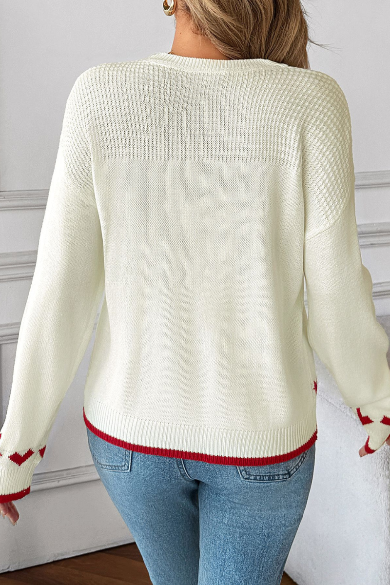 Cozy knitted sweater with heart-shaped design