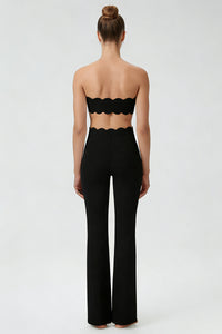 Women's 2-Piece Sets:Scalloped Edge Bra & Flare Leggings