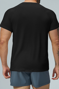Men Raglan Crew Neck Sports Short Sleeve T Shirt