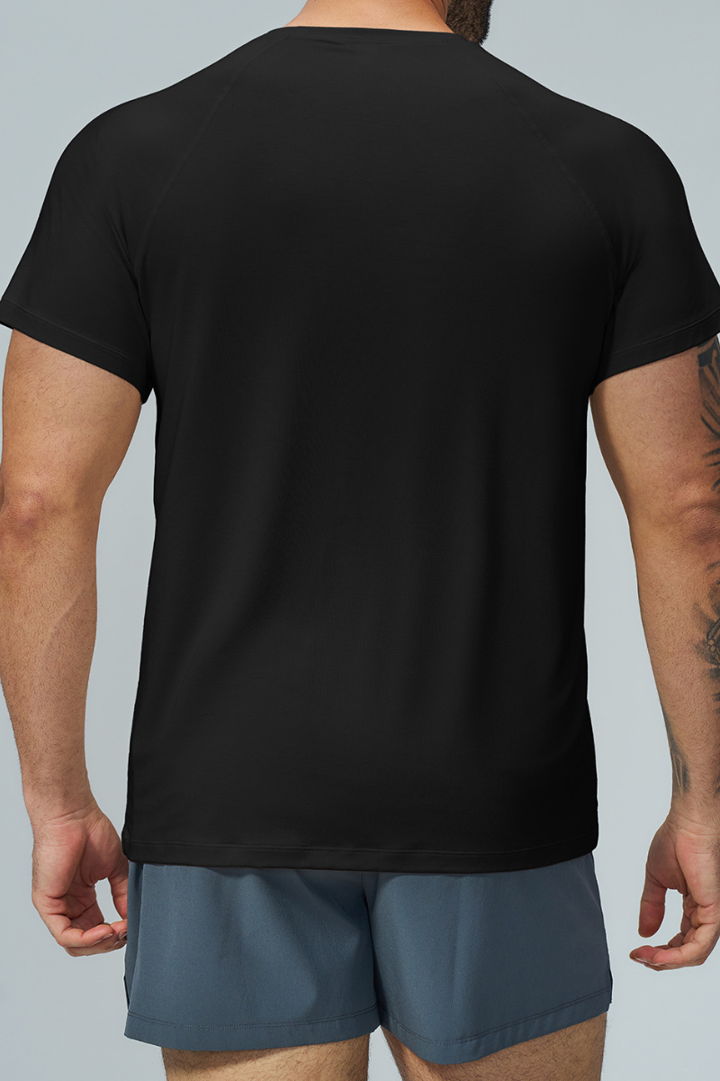 Men Raglan Crew Neck Sports Short Sleeve T Shirt