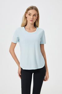 Women Short Sleeve Side Split Quick Dry Loose Breathable Running Fitness Sports Yoga Top