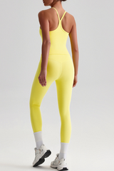 Women's Y-Back Cropped Tank Top &Peach Hip Yoga Leggings Set