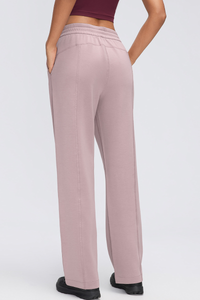 Women's Air Layer Elastic Toggle Wide Leg Athletic Pants