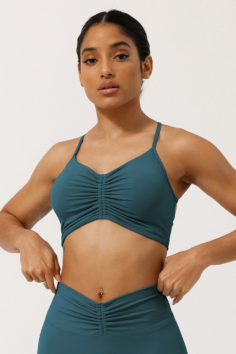 Women'S Pleated Cross Back Sport Bra